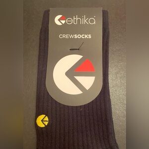 ETHIKA Men's Black Crew Socks - Size Medium 6-8.5